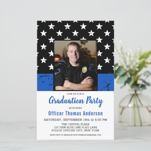 Haushaltspolizei Thin Blue Line Foto Abschluss Inv (Stehend Vorderseite)