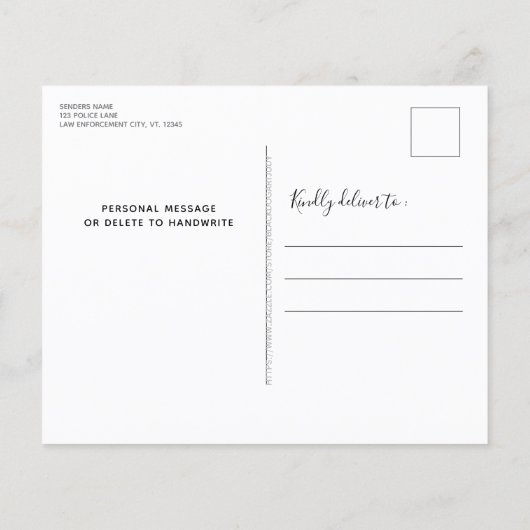 Haushaltspolizei Thin Blue Line Weihnachtskarte (Rückseite)