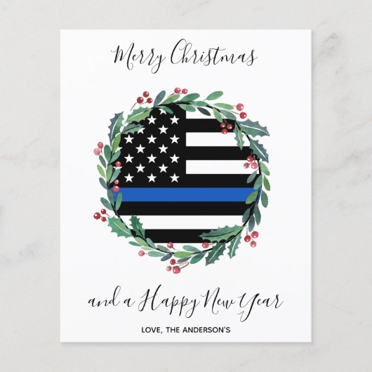 Haushaltspolizei Thin Blue Line Weihnachtskarte (Vorderseite)
