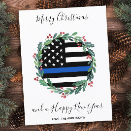 Haushaltspolizei Thin Blue Line Weihnachtskarte
