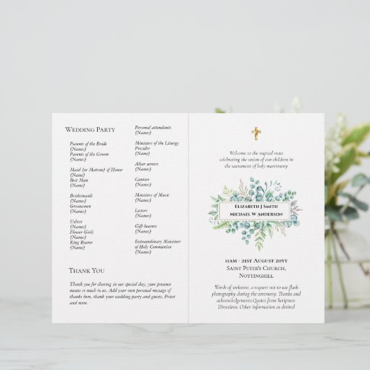 HAUSHALTSPROGRAMM FÜR katholische Hochzeiten (Stehend Vorderseite)