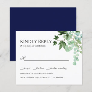 HAUSHALTSPRÜFUNG Ivy Blätter WEDING RSVP MEAL WAHL