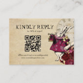 HAUSHALTSQR-Code Burgundy Alice Wonderland Wedding Begleitkarte (Vorderseite)