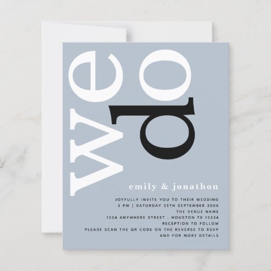 HAUSHALTSQR-Code Dusty Blue Text Wedite (Vorderseite)