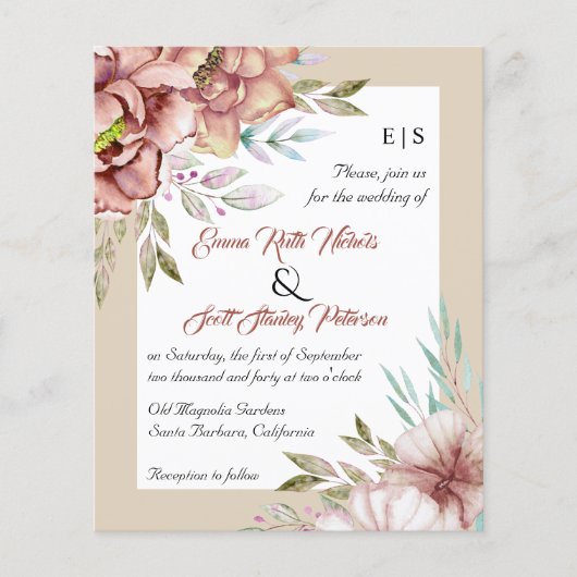 HAUSHALTSQR-Code Terracotta Hochzeitseinladung (Vorderseite)