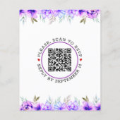 HAUSHALTSQR-Code violette Blumen Hochzeitseinladun (Rückseite)