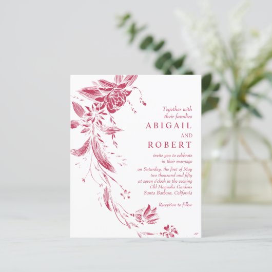 HAUSHALTSQR Code Viva magenta Hochzeitseinladung (Stehend Vorderseite)