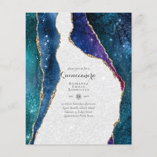 HAUSHALTSQUINCEANERA - AGATE Glitzern Glamour Chic Flyer (Vorne)