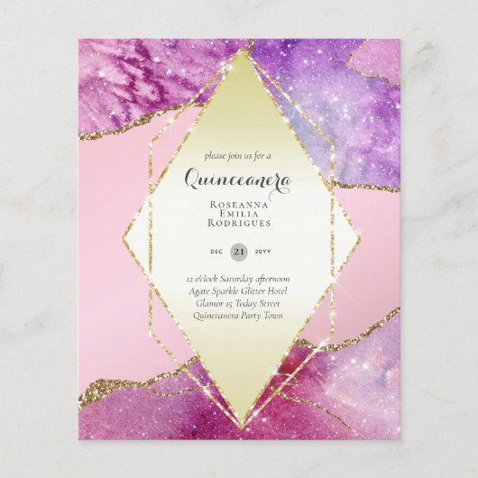 HAUSHALTSQUINCEANERA - AGATE Glitzern Glamour Chic Flyer (Vorne)