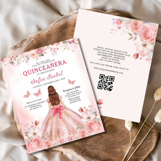 Haushaltsquinceñera QR Code Rosa Blütenrot (Von Creator hochgeladen)