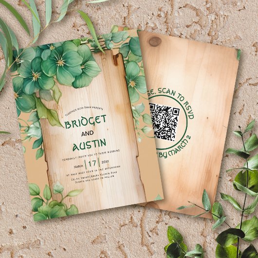 HAUSHALTSRAHMEN QR-Code Irische Hochzeitseinladung