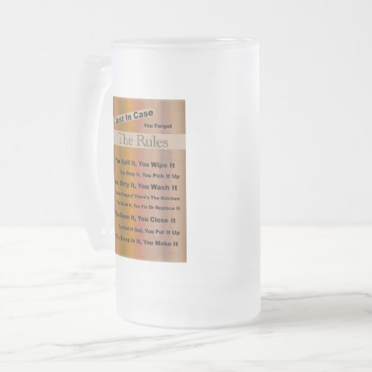 Haushaltsregeln Mattierte Tasse (Vorderseite Links)