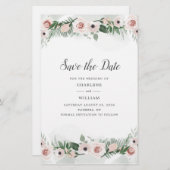 Haushaltsrosa Blütenfarbe Save the Date Briefpapier (Vorne/Hinten)