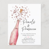 Haushaltsrosa Perlen und Prosecco-Brautparty (Vorderseite)