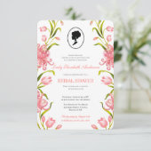 Haushaltsrosa Wildblumen Bridgerton Brautparty Einladung (Stehend Vorderseite)