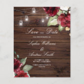 HAUSHALTSRote Rose Rustikales Holz Save the Date (Vorderseite)