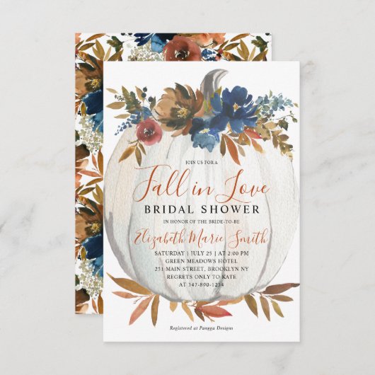 Haushaltsrückgang bei Liebe Blue Pumpkin Brautpart Mitteilungskarte (Vorne/Hinten)