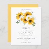 Haushaltsrustikale Sonnenblumen Save the Date gelb (Vorne/Hinten)