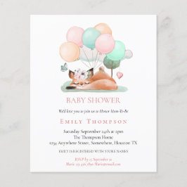 Haushaltsschlafende Fox Pink Babydusche Einladung