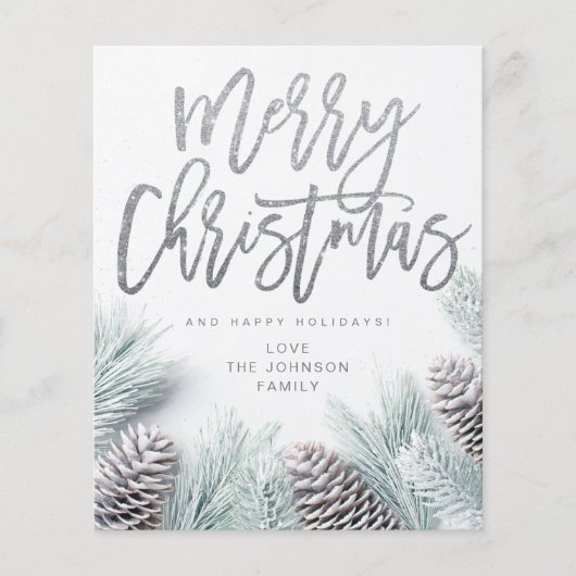 Haushaltsschnee Pine & Leaf Frohe Weihnachten (Vorderseite)