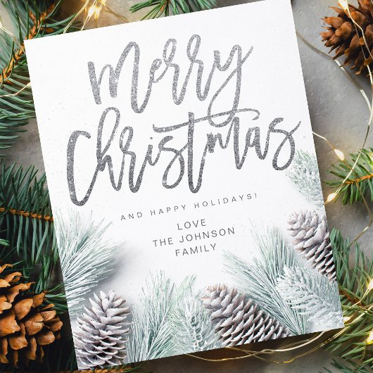 Haushaltsschnee Pine & Leaf Frohe Weihnachten