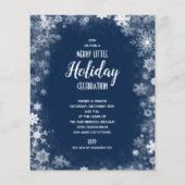 Haushaltsschneeflocken auf Navy-Holiday-Einladunge (Vorderseite)