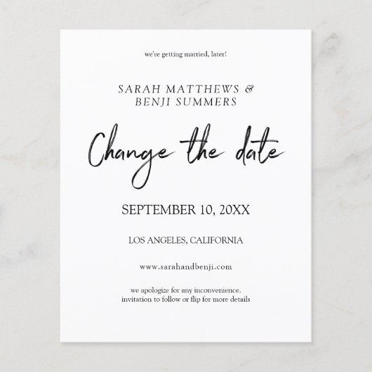 Haushaltsschwarz und Weiß ändern Datum (Vorderseite)