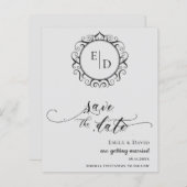 Haushaltsschwarz und weiß Monogram Whimsical Weddi (Vorne/Hinten)