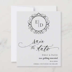 Haushaltsschwarz und weiß Monogram Whimsical Weddi