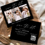 Haushaltsschwarzer QR-Code - Save the Date 3 Foto Flyer<br><div class="desc">Budget QR Code - Modernes und elegantes Landschaftsbild Horizontal Drei (3) Foto Save the Date Hochzeit mit handgeschriebener Schrift Typografie. Der Save the Date einladende Magnet beinhaltet Skripttypografie und schick und schlichtes Design,  mit dem Sie Ihre individuelle Verlobung Fotografie hinzufügen können.</div>
