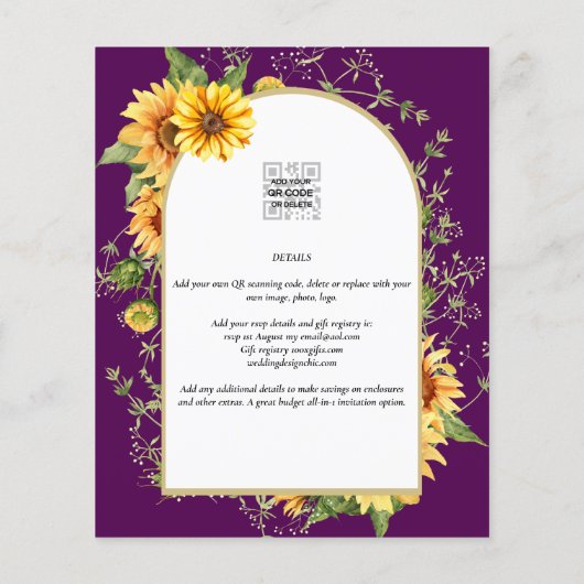 HAUSHALTSSonnenblumen Hochzeitsstipendium QR Code Flyer (Hinten)