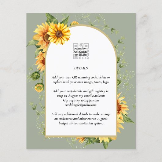 HAUSHALTSSonnenblumen Hochzeitsstipendium QR Code  Flyer (Hinten)