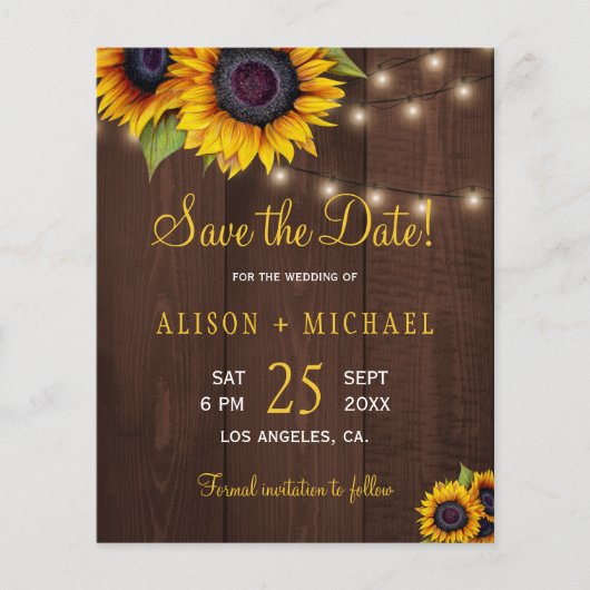Haushaltssonnenblumen rustikales Holz gerettet Dat Flyer (Vorne)
