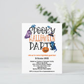 Haushaltsspöttisches Halloween-Party weiße Einladu (Stehend Vorderseite)