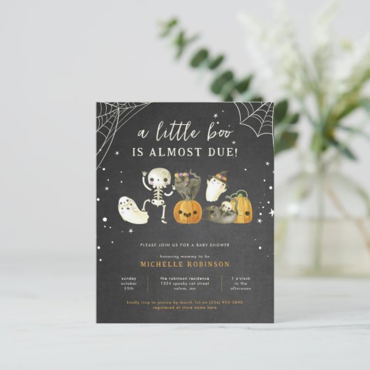 Haushaltsspuke ein wenig Boo Halloween Babydusche (Stehend Vorderseite)