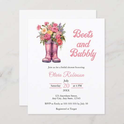 Haushaltsstiefel und bubbly Pink Brautparty laden (Vorne/Hinten)