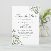 Haushaltssukkulente Eukalyptus-Blätter Hochzeiten Save The Date (Stehend Vorderseite)