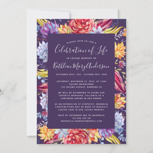 Haushaltssukkulente Feier zur Einladung zum Leben (Vorderseite)