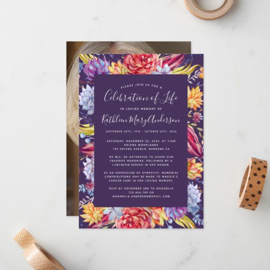 Haushaltssukkulente Feier zur Einladung zum Leben (Vorderseite/Rückseite Beispiel)