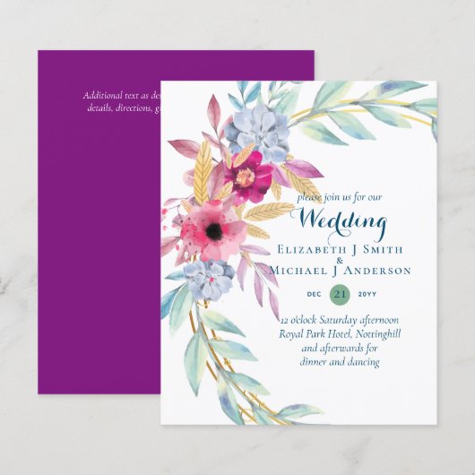 HAUSHALTSSummer Blume Hochzeitseinladungen (Vorne/Hinten)