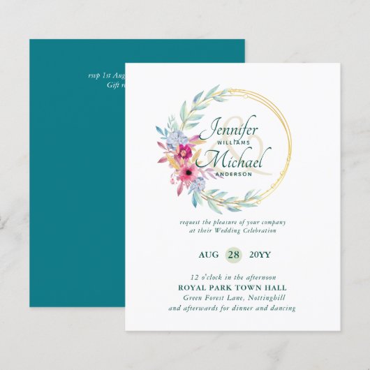 HAUSHALTSSummer Blume Hochzeitseinladungen (Vorne/Hinten)