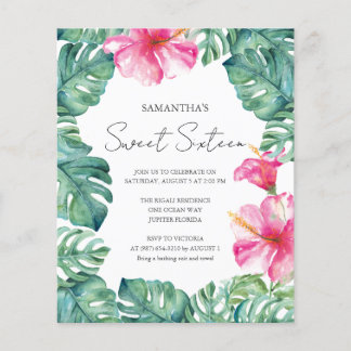 Haushaltssüß 16 Aquarellfarben Rosa Blütentropisch Flyer
