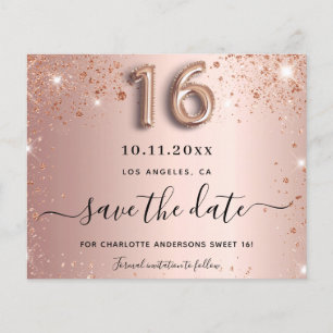 Haushaltssüße 16 Rose Gold Glitzer Save the Date