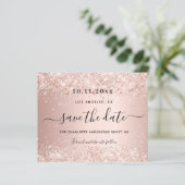 Haushaltssüße 16 Rose Gold Glitzer Save the Date (Stehend Vorderseite)