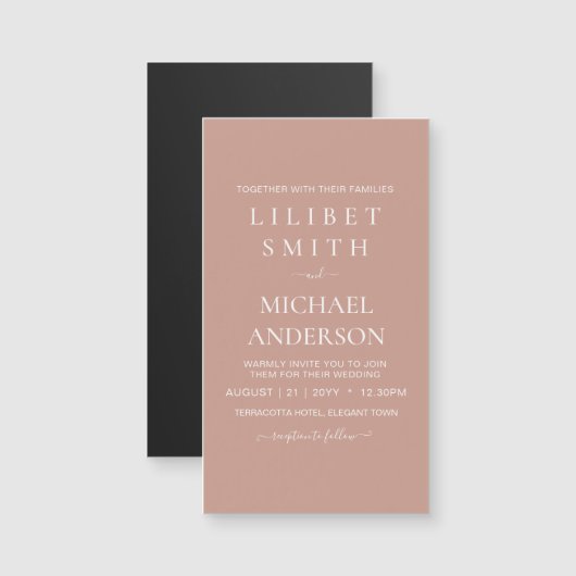 HAUSHALTSTERRACOtta Monochrome Hochzeit Magnetkarte (Vorne/Hinten)