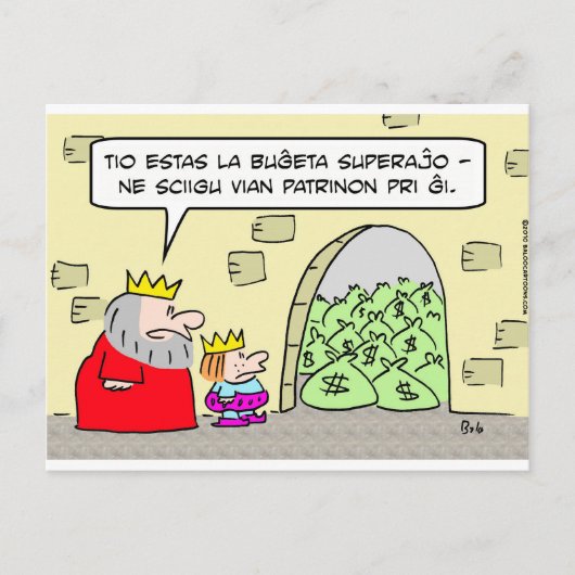 Haushaltsüberschuss König Mutter esperanto Postkarte (Vorderseite)