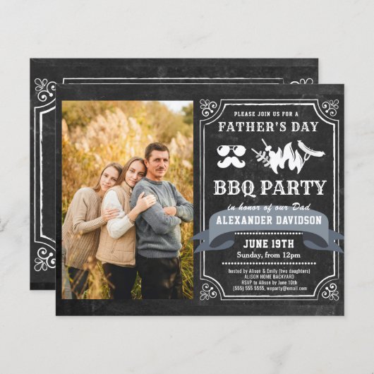 HAUSHALTSVatertag Foto GRILLEN Party Einladung (Vorne/Hinten)