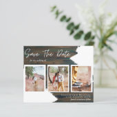 HAUSHALTSVerlobung Foto RUSTISCH Save the Date (Stehend Vorderseite)