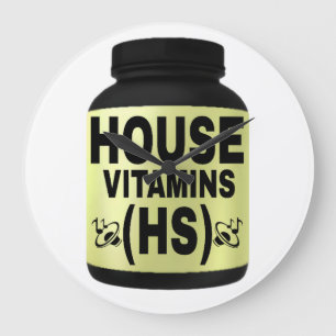 HAUSHALTSVITAMINE (HS) SCHWARZE SCHRIFT, GELBER HI GROßE WANDUHR