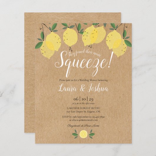 Haushaltsvorteil Polterabend Lemon Einladung (Vorne/Hinten)